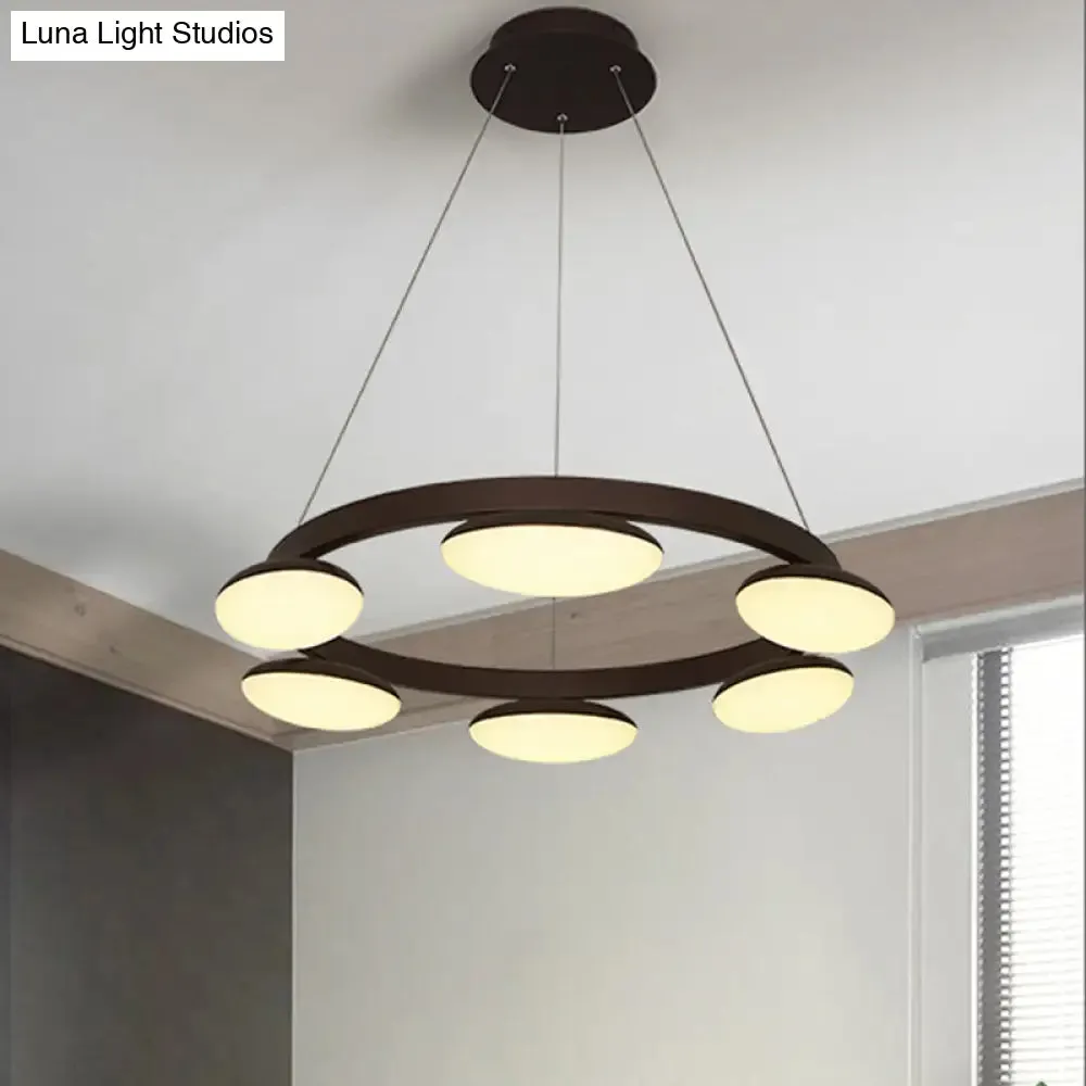 Contemporary Metal Coffee Pendant Chandelier | Circular Hanging Lamp Kit - 6/8 Heads | Ideal for Dining Room