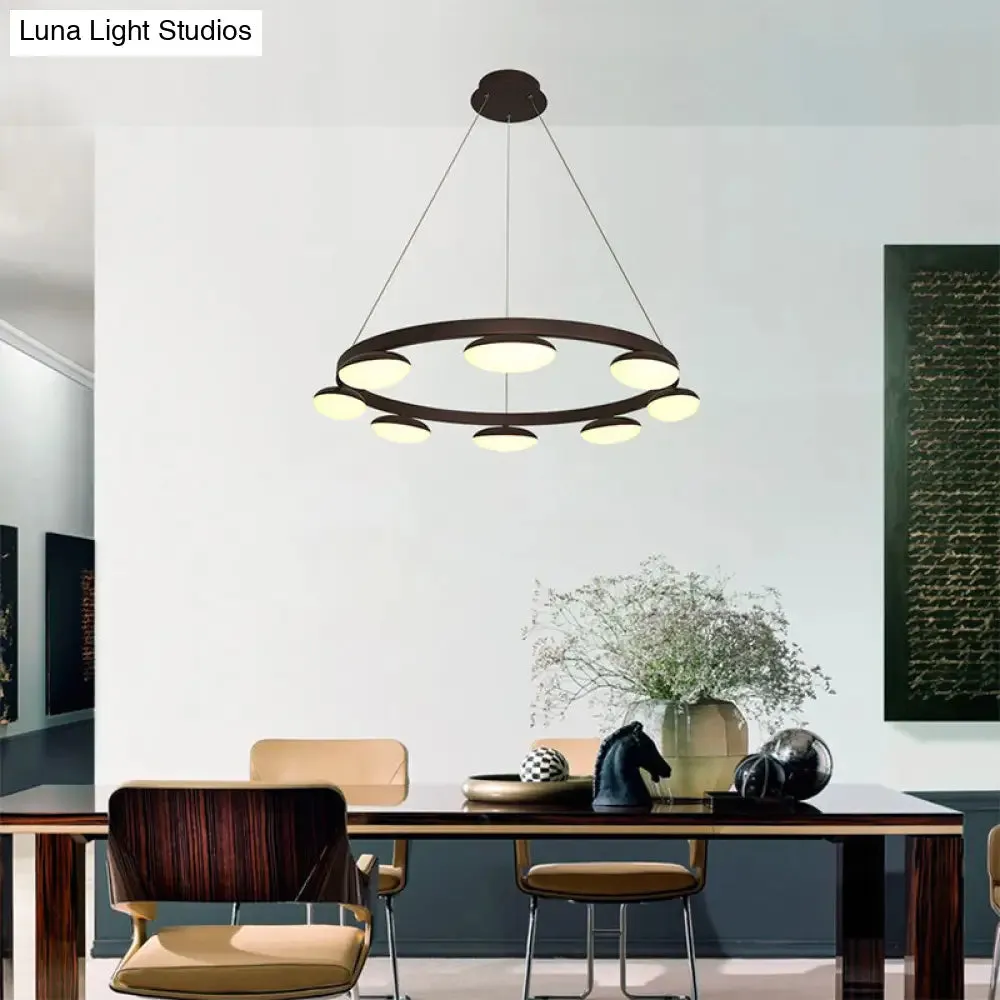 Contemporary Metal Coffee Pendant Chandelier | Circular Hanging Lamp Kit - 6/8 Heads | Ideal for Dining Room