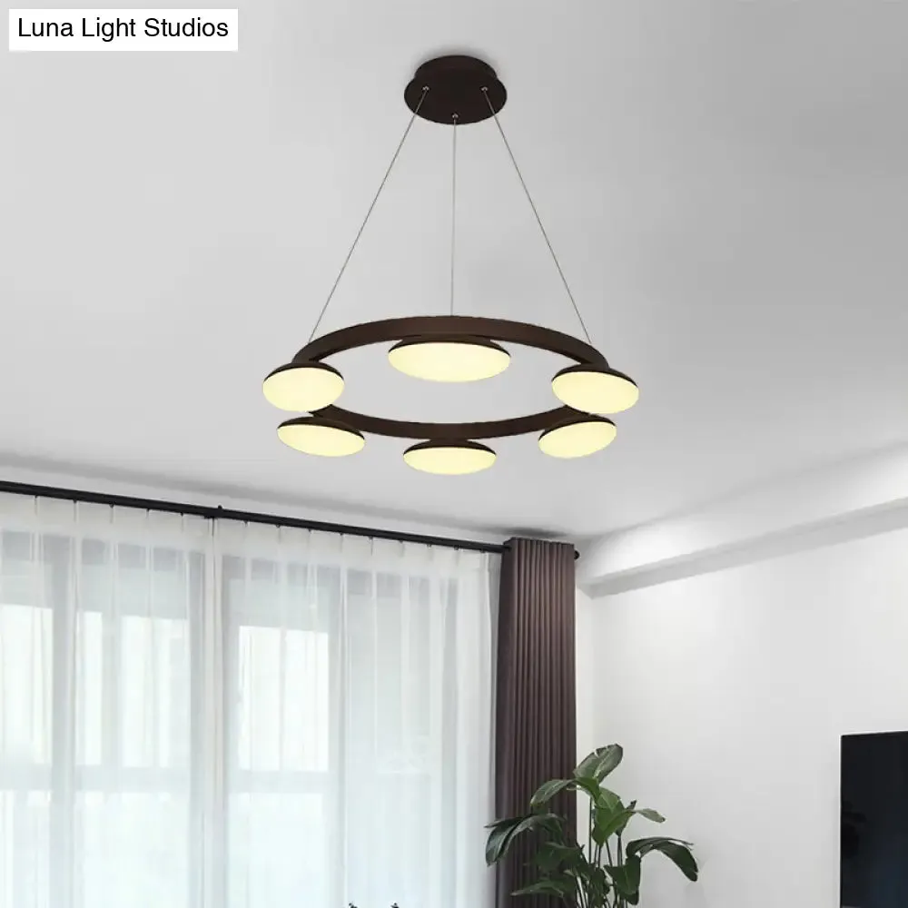 Contemporary Metal Coffee Pendant Chandelier | Circular Hanging Lamp Kit - 6/8 Heads | Ideal for Dining Room