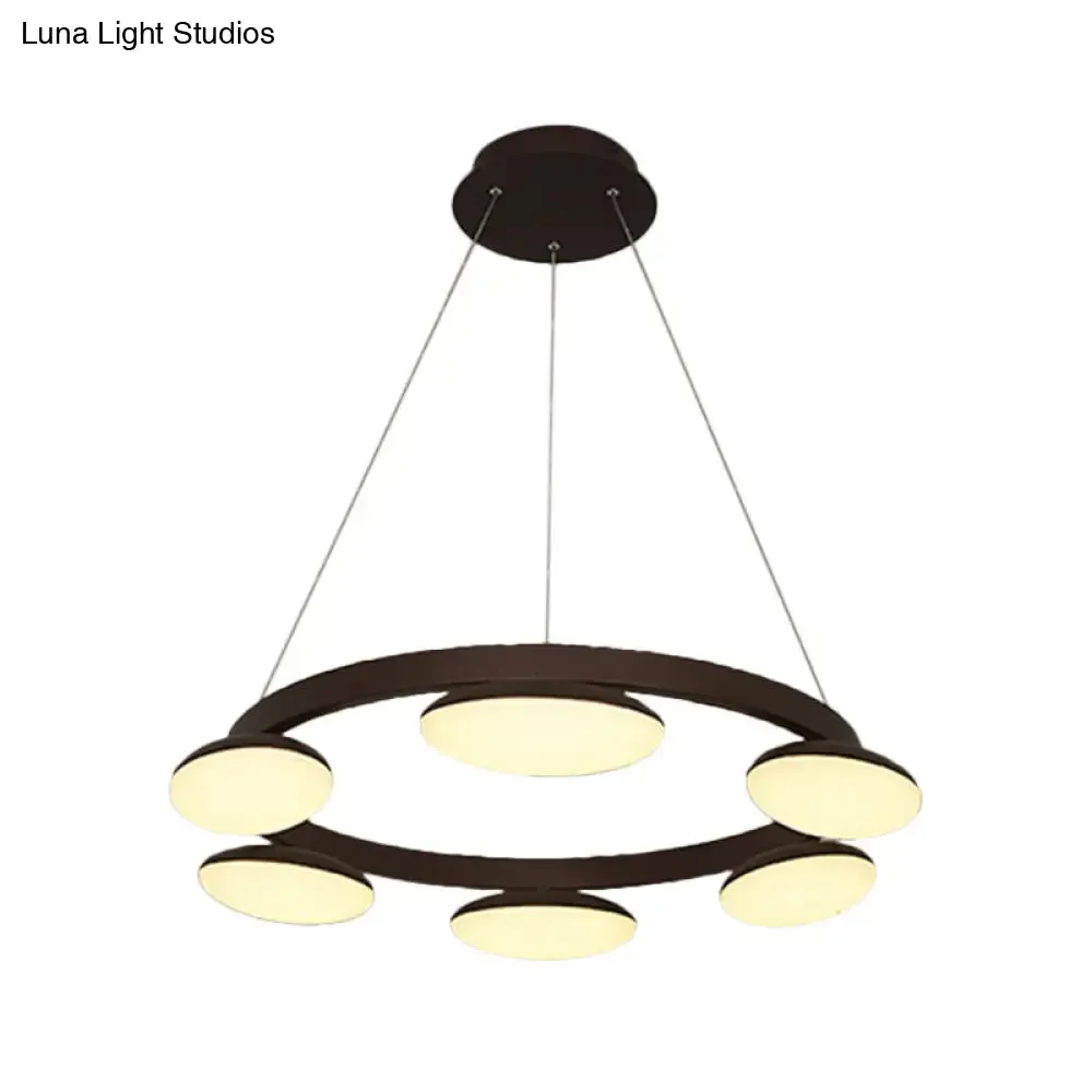 Contemporary Metal Coffee Pendant Chandelier | Circular Hanging Lamp Kit - 6/8 Heads | Ideal for Dining Room