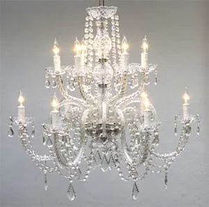 Crystal Chandelier Lighting Dressed with Swarovski Crystal H27 X W32 - Good for Dining Room, Foyer, Entryway, Family Room and More! - G46-385/6 6SW