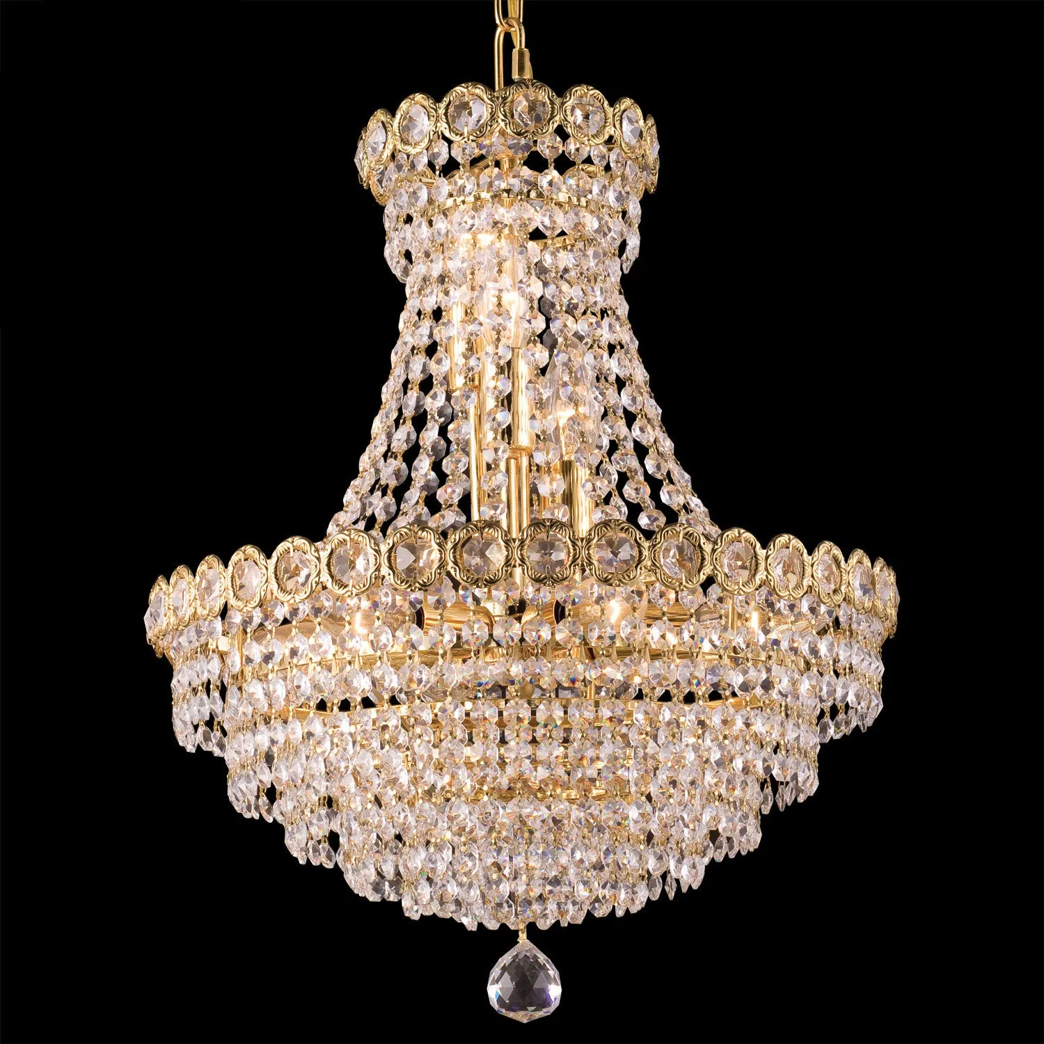 Crystal Chandelier W:16 x H:18 Genuine Magnificent Crystal Prisms 9 Lights