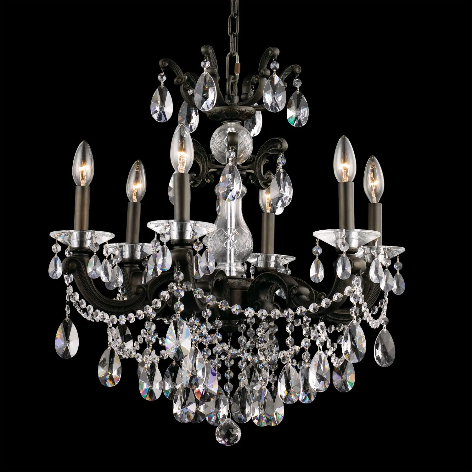 Crystal Chandelier W:24 x H:27 Genuine Magnificent Crystal Prisms 6 Lights