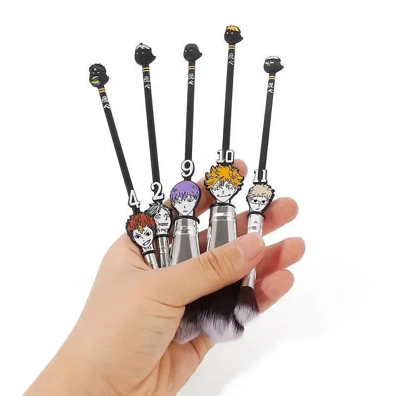 Cute Anime Makeup Brushes | 5 Pcs Cosmetic Brushes Foundation Blending Brush Eyeshadows Face Powder Fan Brushes Kit