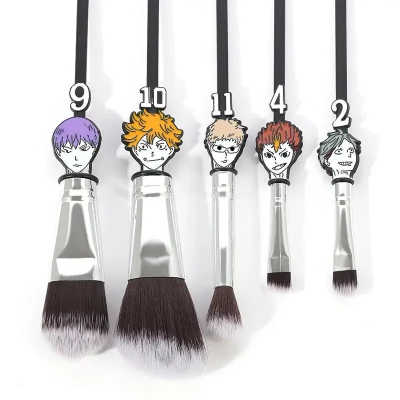 Cute Anime Makeup Brushes | 5 Pcs Cosmetic Brushes Foundation Blending Brush Eyeshadows Face Powder Fan Brushes Kit