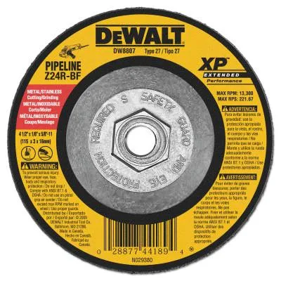 DeWalt® Extended Performance Type 27 Depressed Center Wheel, 4 1/2", Z24R, 1/8 in Thick, DW8807