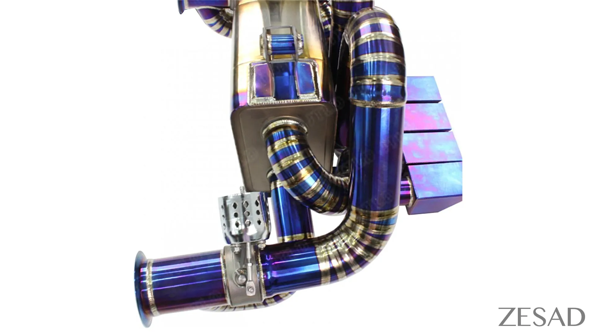 DMC Lamborghini Aventador Exhaust: Titanium: Gold or Blue Purple: Fits the OEM LP700 LP720 LP740 LP750 and LP770 System: With Valves & End Tips