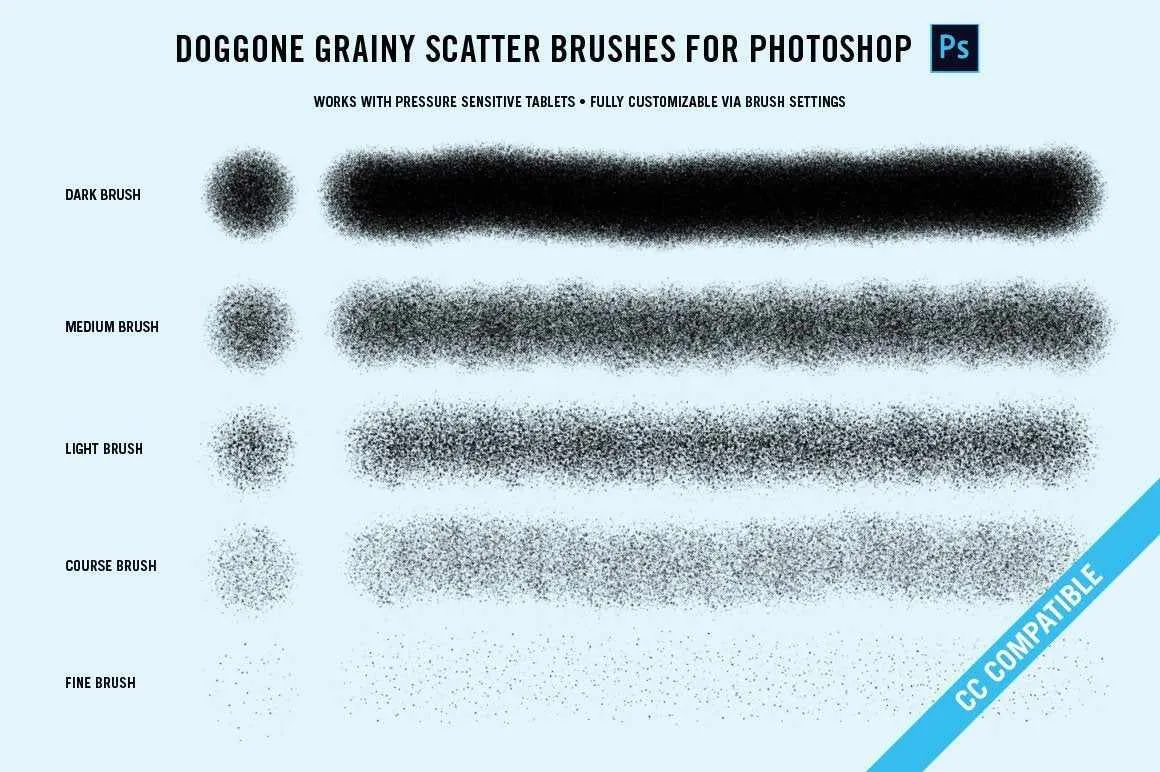 Doggone Grainy Scatter Brushes by Von Glitschka | for Photoshop