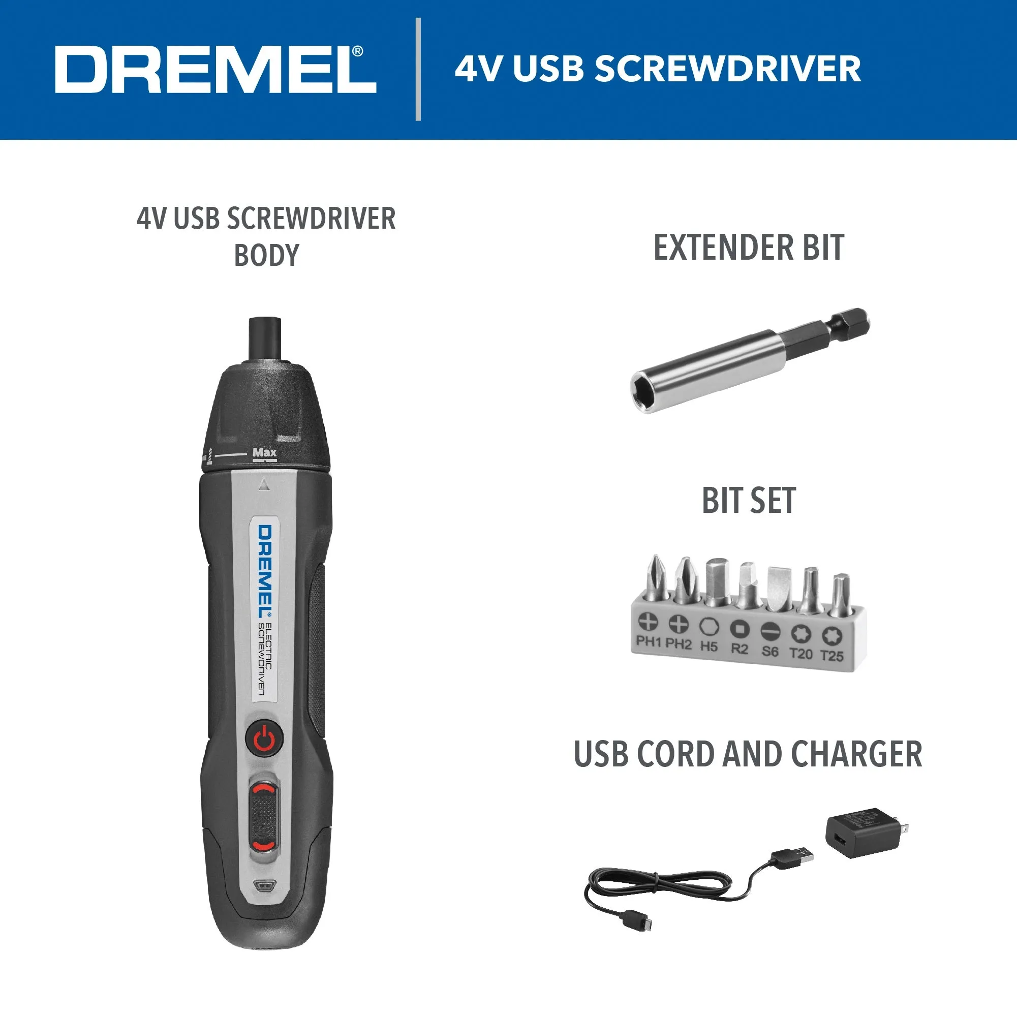 Dremel HSES-01 Cordless 4v MAX USB Rechargeable Electric Screwdriver