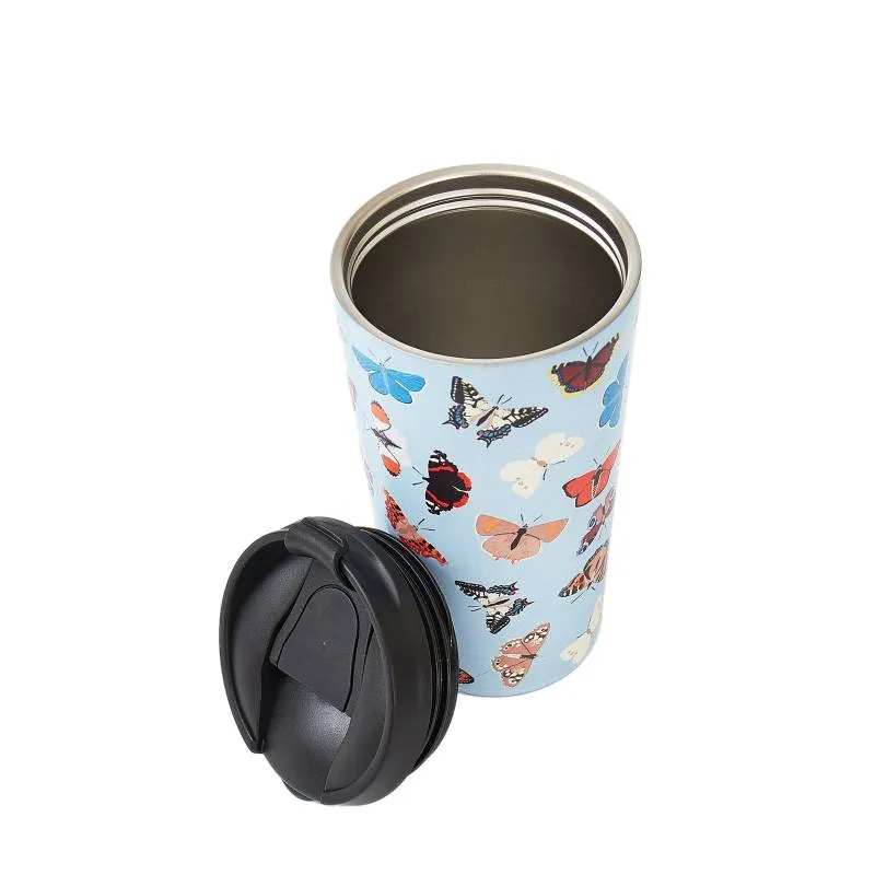 Eco Chic Blue Wild Butterflies Thermal Coffee Cup