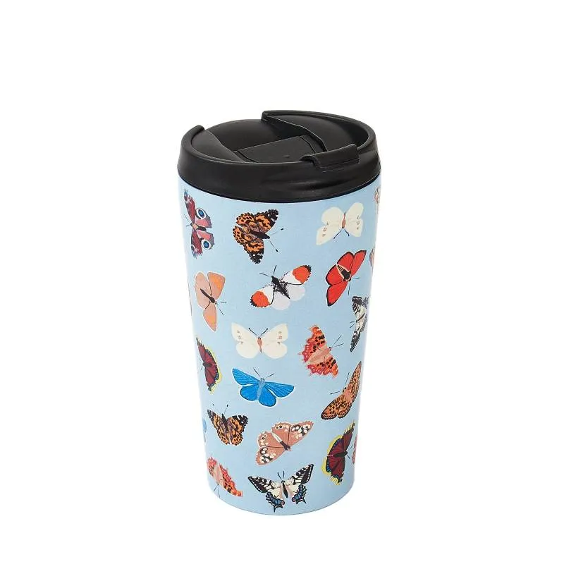 Eco Chic Blue Wild Butterflies Thermal Coffee Cup