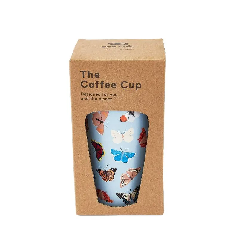 Eco Chic Blue Wild Butterflies Thermal Coffee Cup