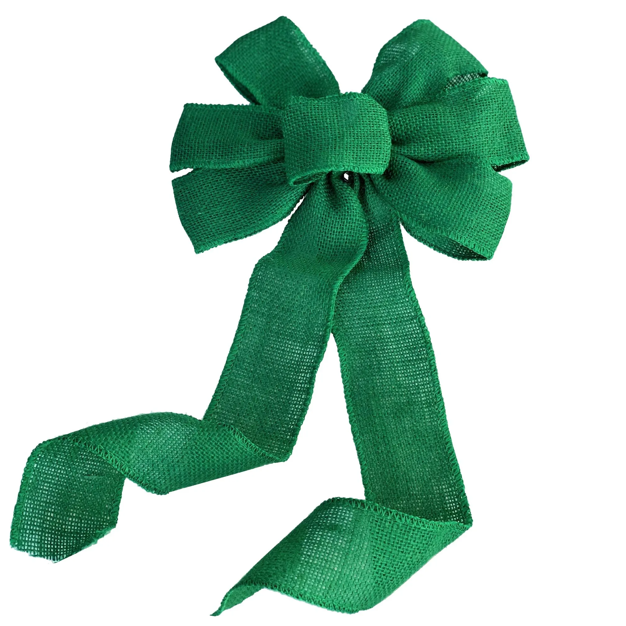 Emerald Green Burlap Wreath Bow - 10" Wide, 18" Long Tails