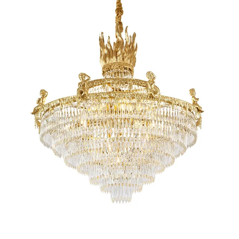 European Style Luxury Decorative Lamp Chandelier Large Size Chandelier Brass Crystal Foyer Chandeliers