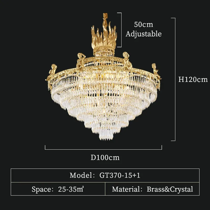 European Style Luxury Decorative Lamp Chandelier Large Size Chandelier Brass Crystal Foyer Chandeliers