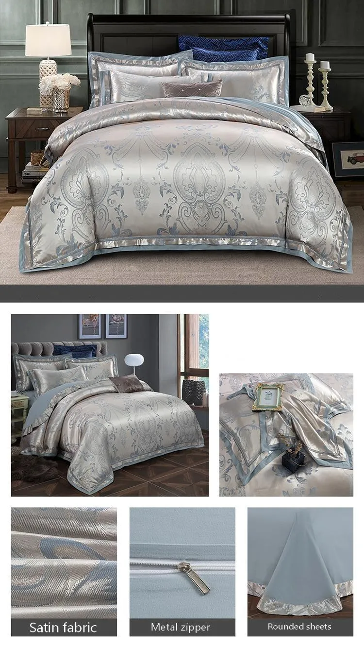 European-style luxury tencel cotton satin jacquard quilt cover four-piece set six-piece set