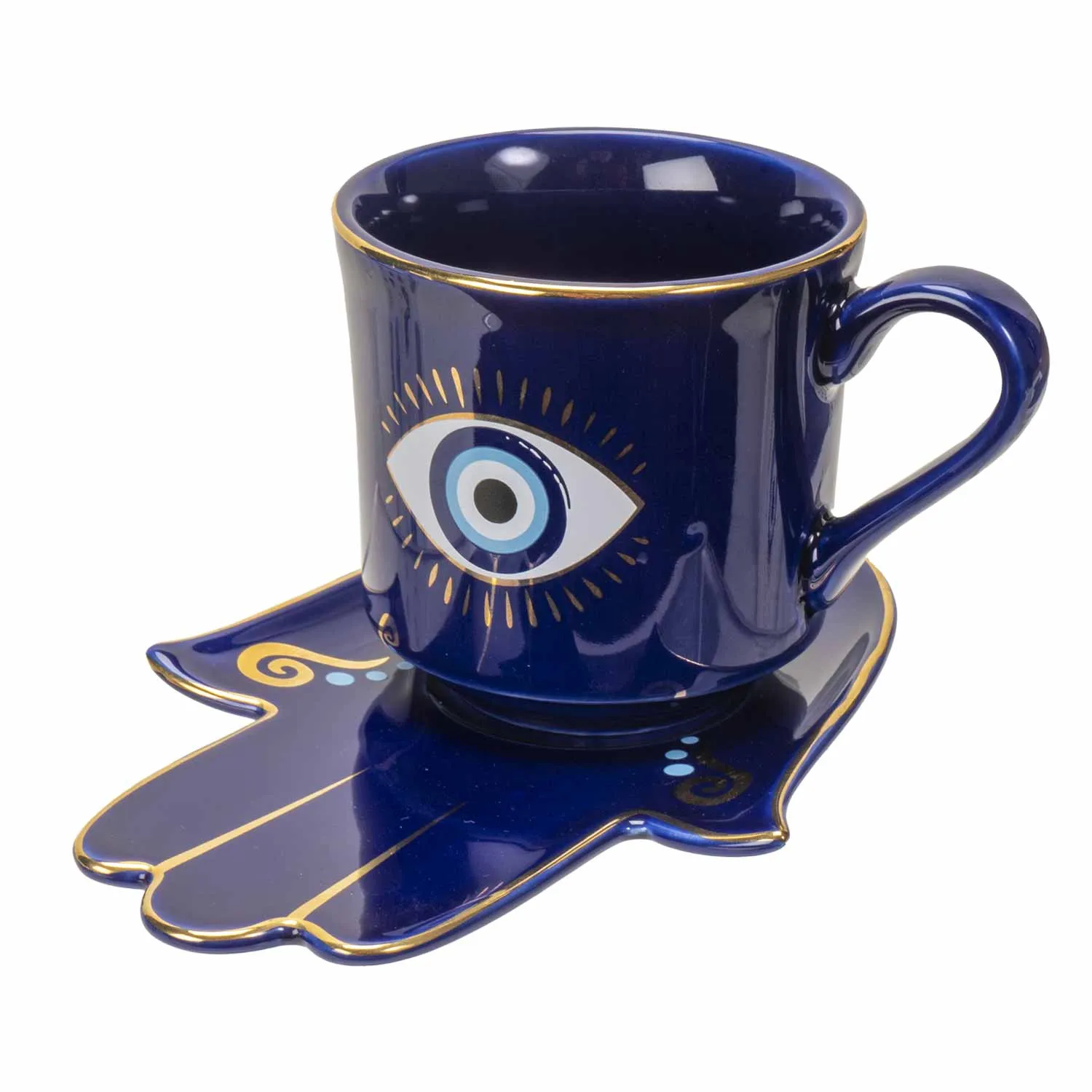 EVIL EYE CUP AND SAUCER BLUE C/36