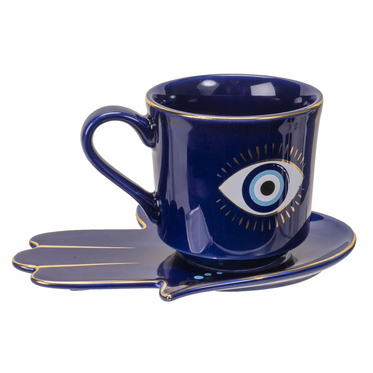 EVIL EYE CUP AND SAUCER BLUE C/36