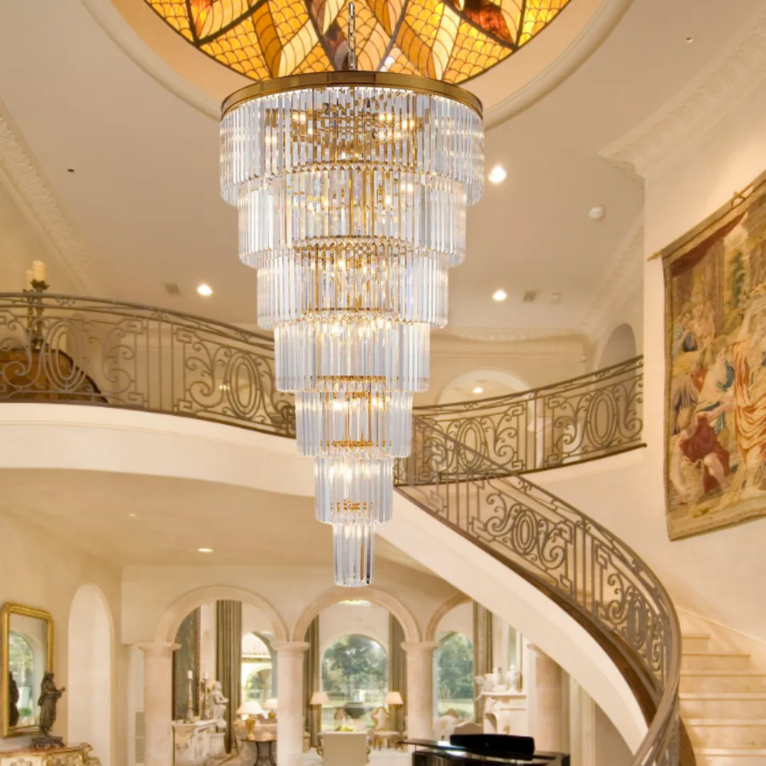 Extra Large 7-Tier Luxury Crystal Chandelier in Black/Coffee/Gold/Chrome Finish Color