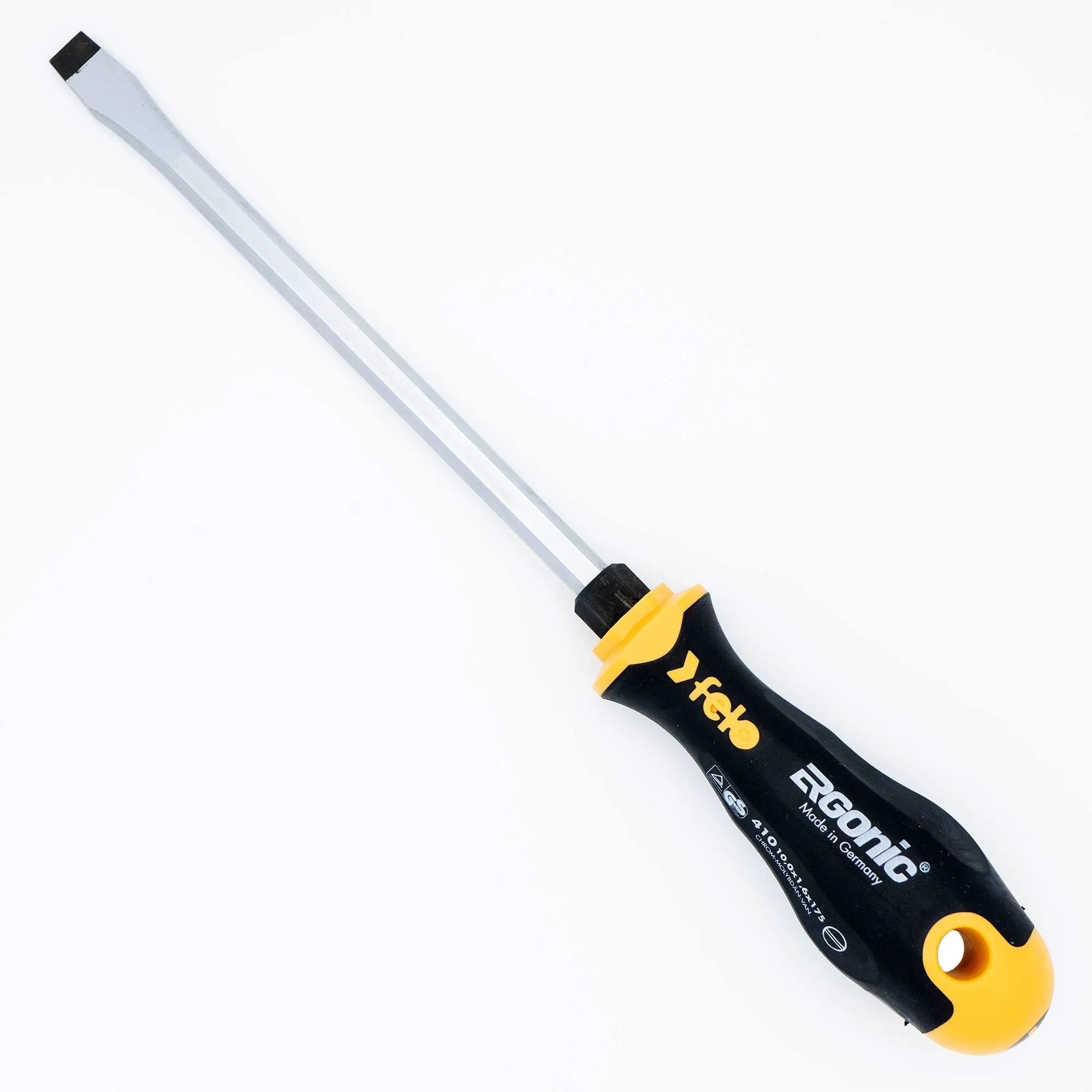 Felo 53125 Slotted 3/8" (10mm) x 7" (175mm) Flat Blade Ergonic Screwdriver with Hex Bolster