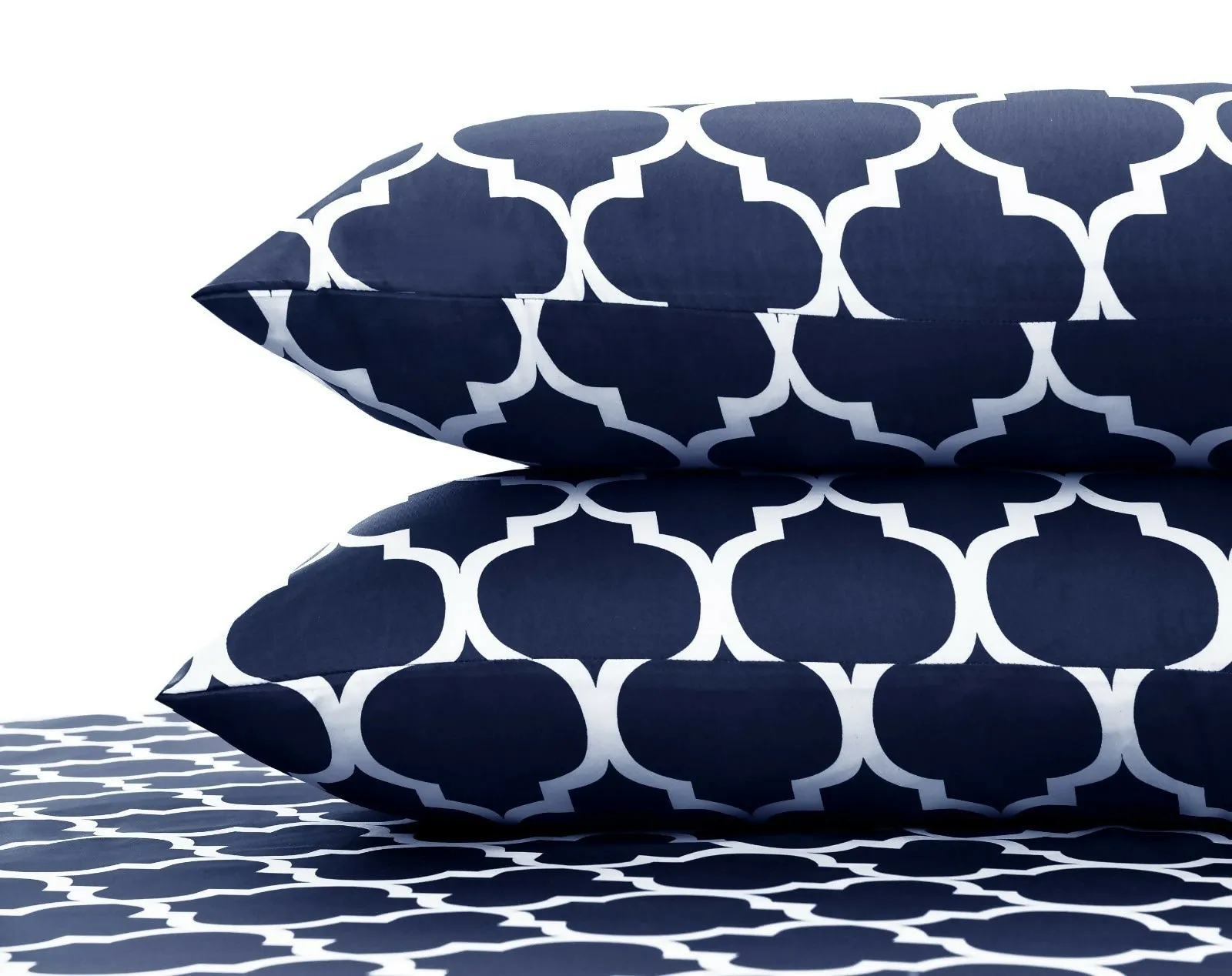 Fitted Bed Sheet-Blue Geometric