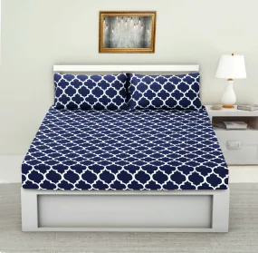 Fitted Bed Sheet-Blue Geometric