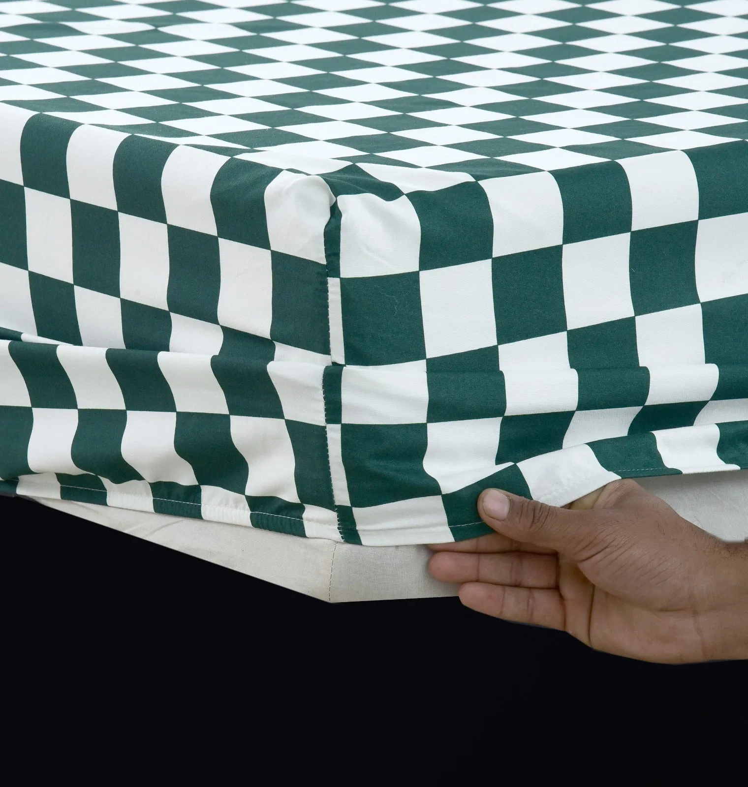 Fitted Bed Sheet-Green Chess