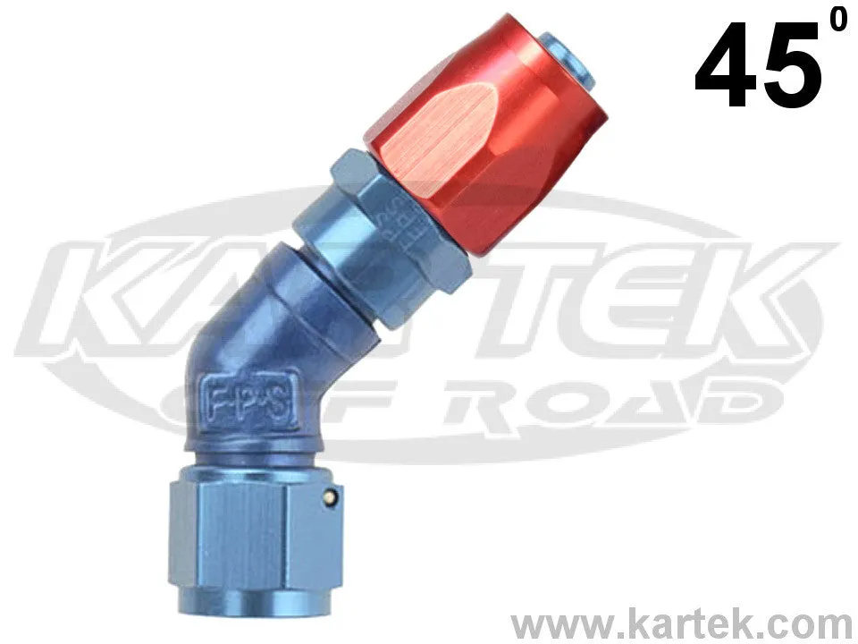 Fragola AN -20 Red And Blue Anodized Series 3000 Cutter Style 45 Degree Low Profile Hose Ends