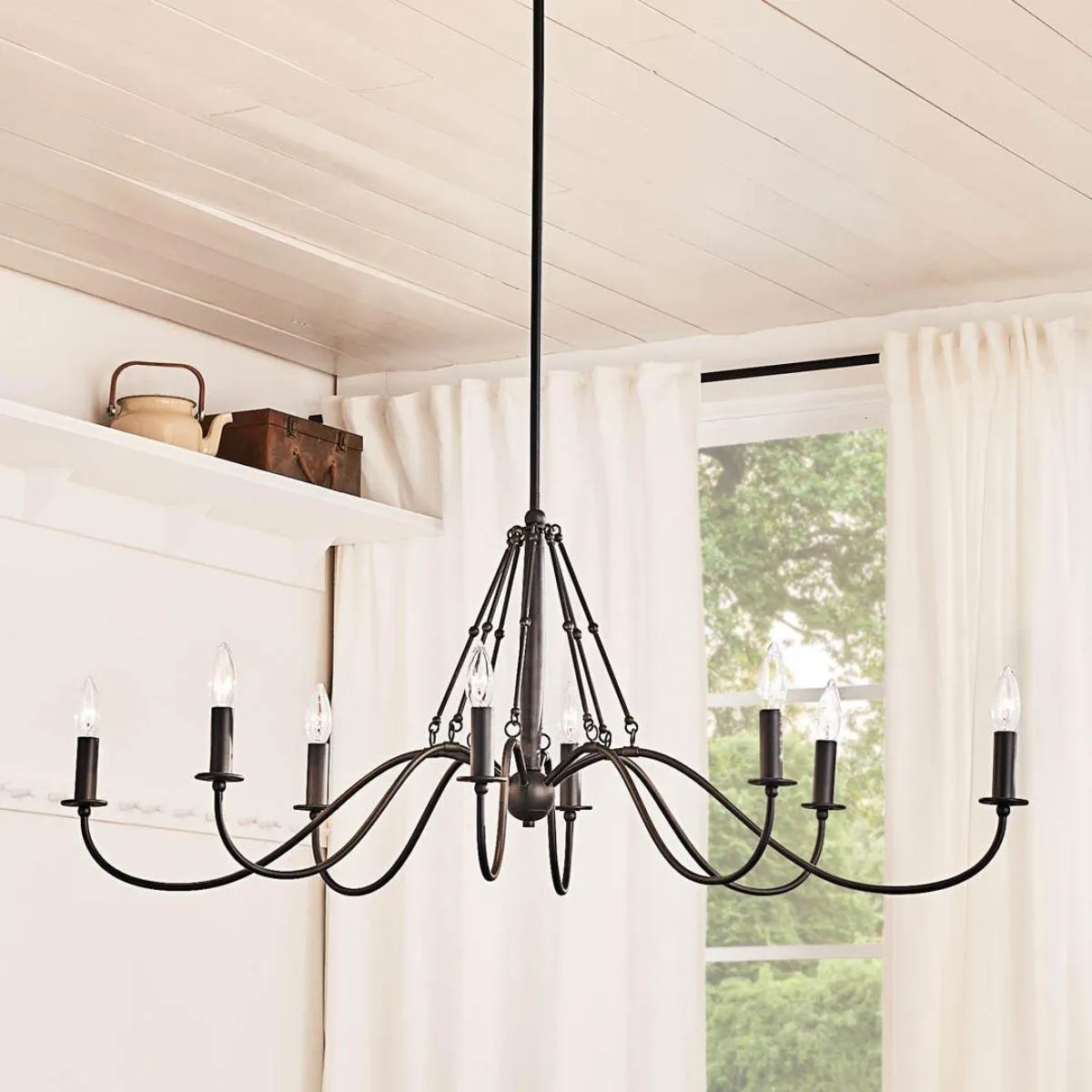 Freesia 45 in. 8 lights Chandelier Textured Black finish