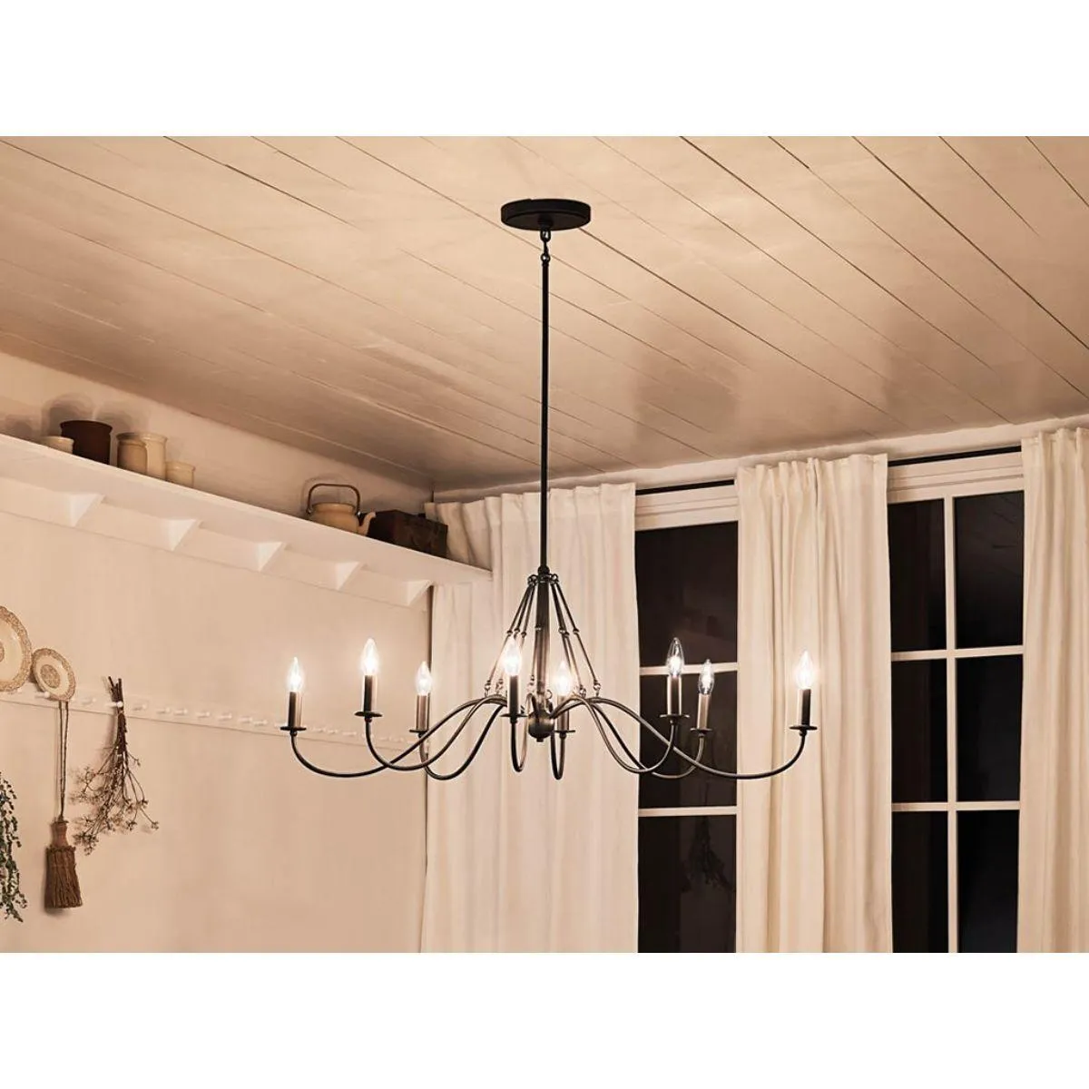 Freesia 45 in. 8 lights Chandelier Textured Black finish