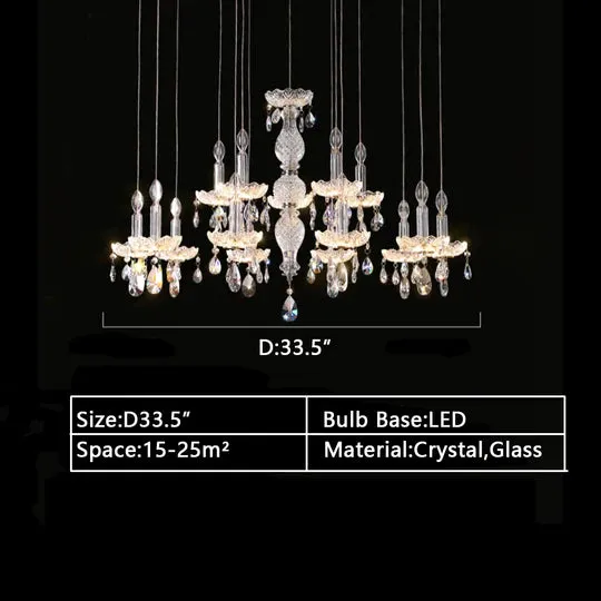 French Romantic Candle Crystal Chandelier White Modern Art Creative Pendant Light For Living Room/Dining Room/Bedroom