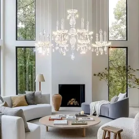 French Romantic Candle Crystal Chandelier White Modern Art Creative Pendant Light For Living Room/Dining Room/Bedroom