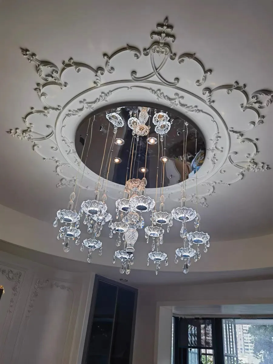 French Romantic Candle Crystal Chandelier White Modern Art Creative Pendant Light For Living Room/Dining Room/Bedroom