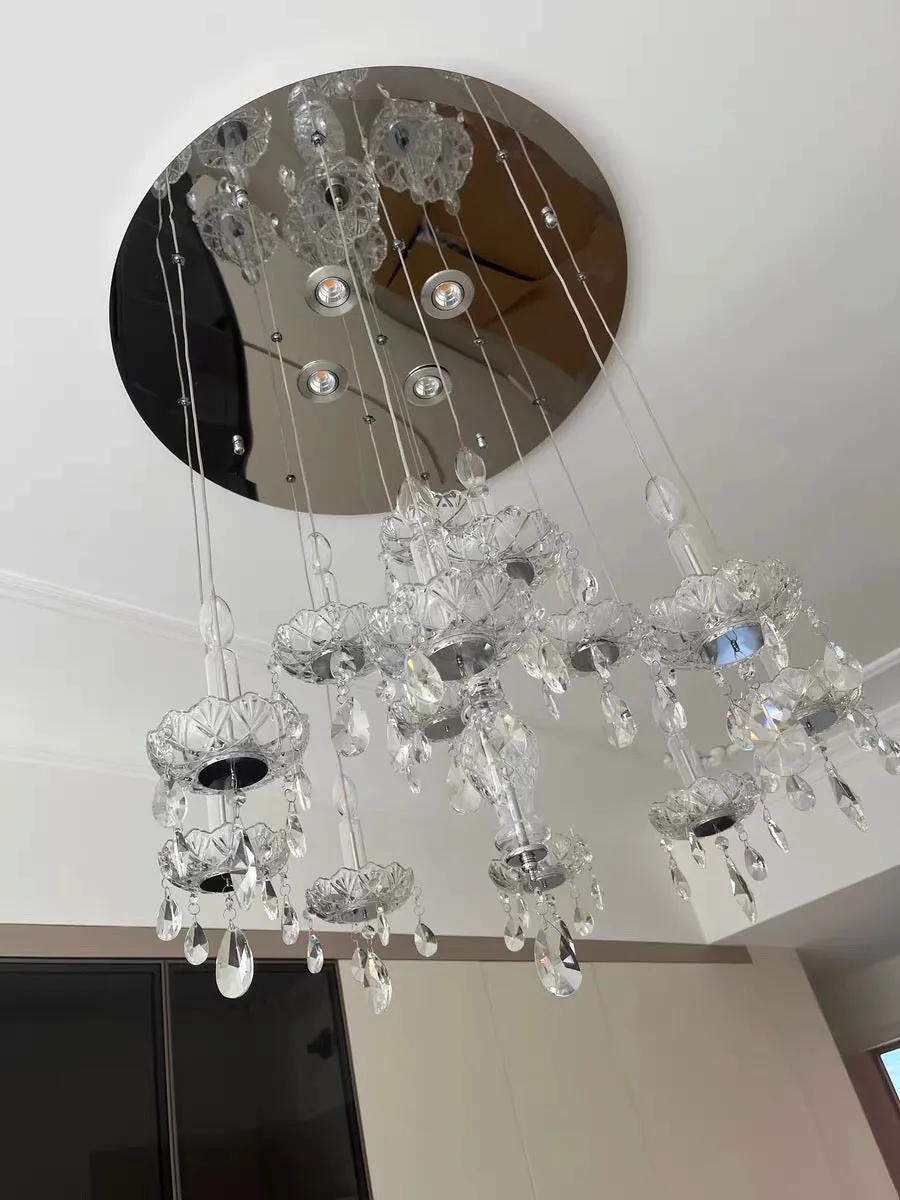 French Romantic Candle Crystal Chandelier White Modern Art Creative Pendant Light For Living Room/Dining Room/Bedroom