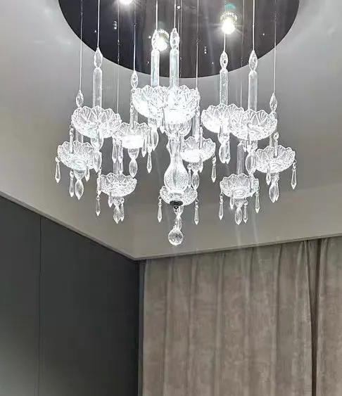 French Romantic Candle Crystal Chandelier White Modern Art Creative Pendant Light For Living Room/Dining Room/Bedroom