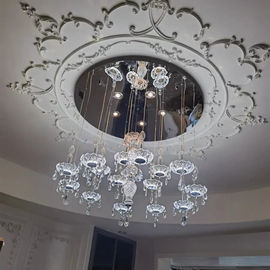 French Romantic Candle Crystal Chandelier White Modern Art Creative Pendant Light For Living Room/Dining Room/Bedroom