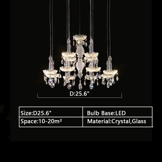 French Romantic Candle Crystal Chandelier White Modern Art Creative Pendant Light For Living Room/Dining Room/Bedroom