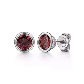 Gabriel & Co. Garnet Stud Earrings in Sterling Silver