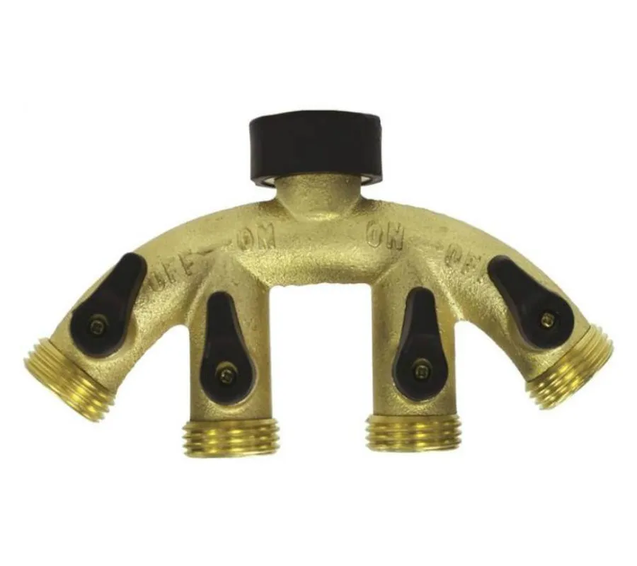 Gilmour 44GF 4-Way Shut-Off Valve, Brass