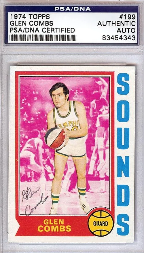 Glen Combs Autographed 1974 Topps Card #199 Memphis Sounds PSA/DNA #83454343