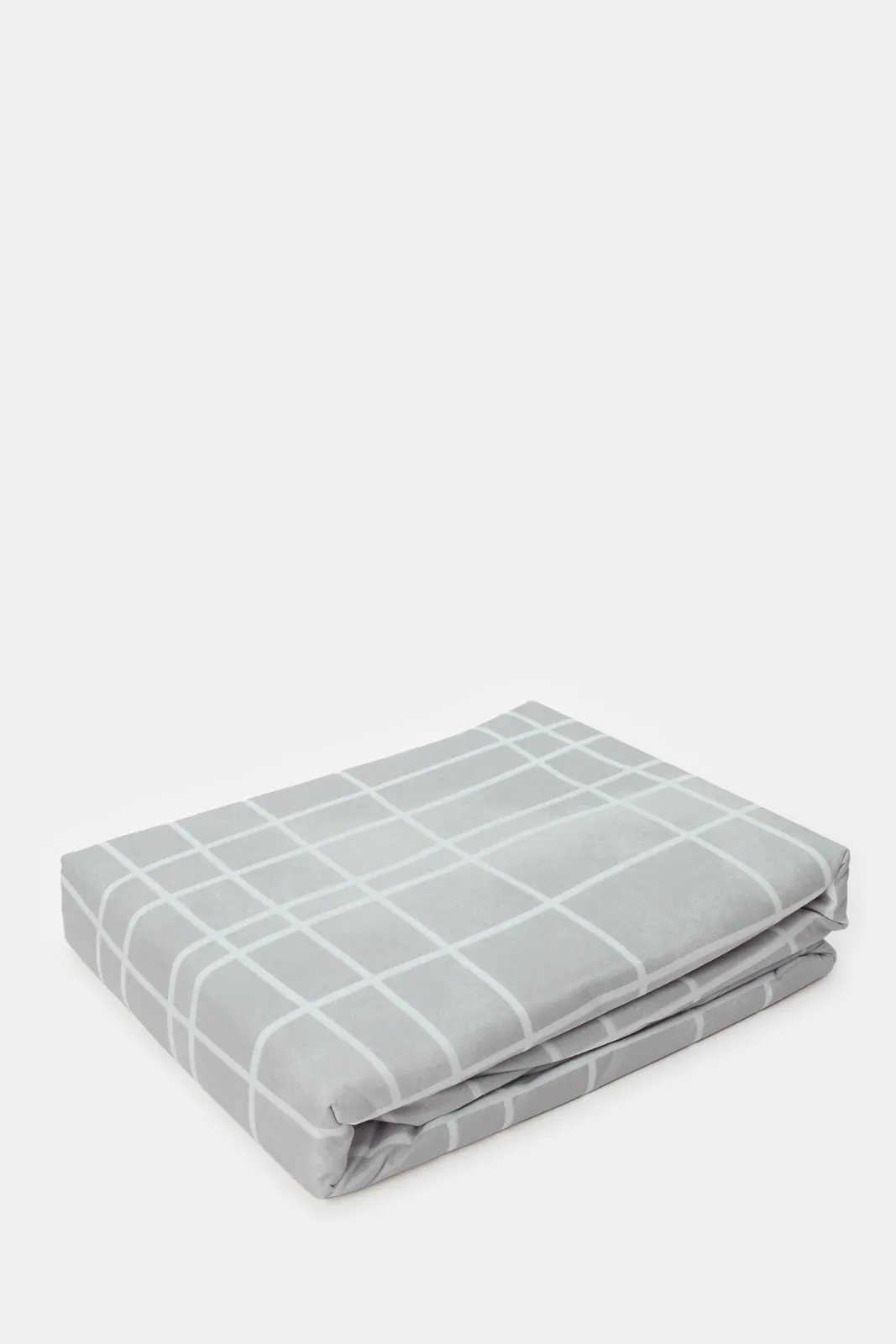 Grey Checkered Flat Sheet (King Size)