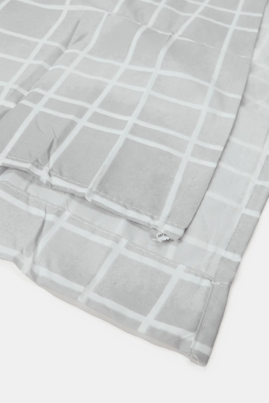 Grey Checkered Flat Sheet (King Size)