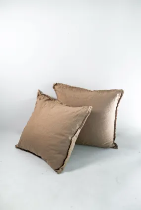 HAND-FRAYED EUROPEAN LINEN PILLOWCASE PAIR - CHESTNUT