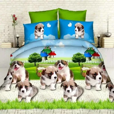 hot 3d animal bedding set king queen twin size 3/4pcs horse wolf panda duvet cover bed sheet pillow cases boys bedclothes