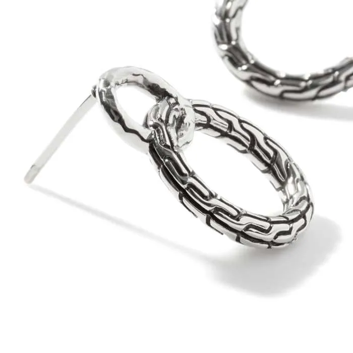 John Hardy Carved Chain Interlocking Earrings in Sterling Silver