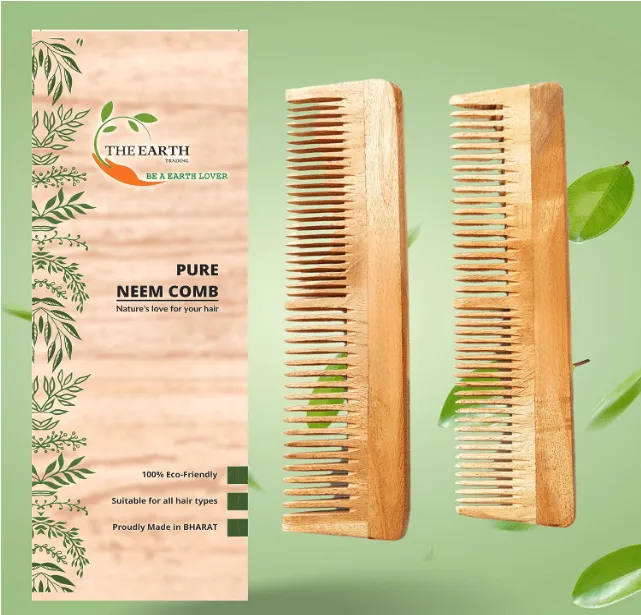 Kacchi neem wood comb (pack of 2) | THE EARTH TRADING