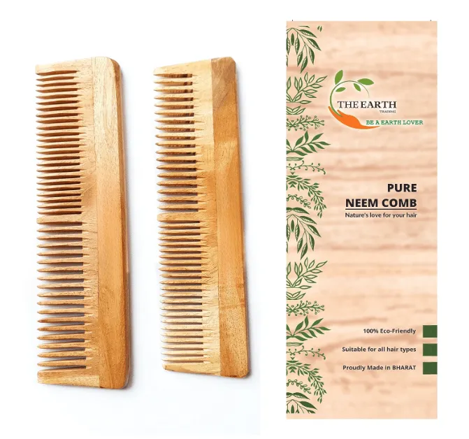 Kacchi neem wood comb (pack of 2) | THE EARTH TRADING