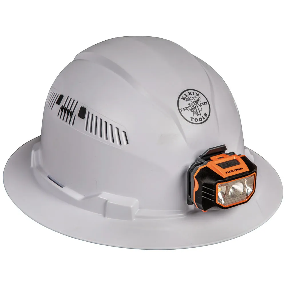 Klein 60407 Hard Hat, Vented, Full Brim with Headlamp