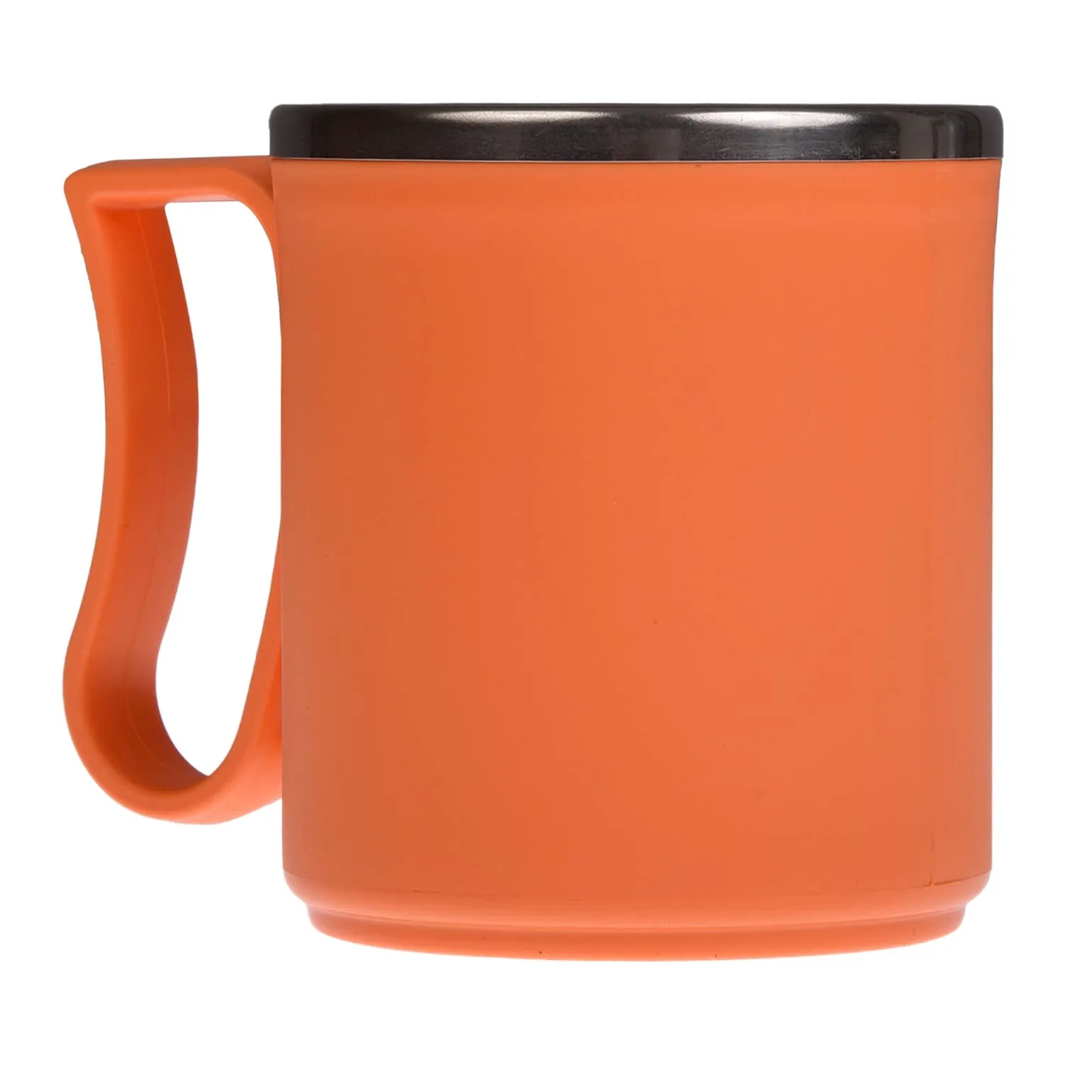 Kuber Industries Coffee Mug|Inside Stainless Steel Double Wall Tea Cup|Outside Plastic Stylish Milk Mug for Kids & Adults|Pack of 6 (Orange)