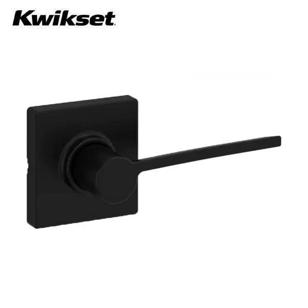 Kwikset - 200LRL - Ladera Lever Set -  Square Rose - Matte Black - Passage / Hall / Closet Function